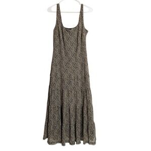 Jones New York Womens Tiered Maxi Dress Size 14 Geometric Sleeveless Boho Flowy